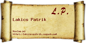 Lakics Patrik névjegykártya